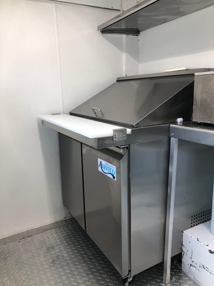 36” mega top prep table at the corner of our food truck.