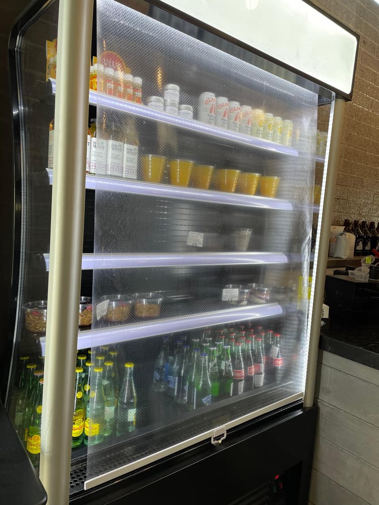 View of the curtain in use on the fridge!