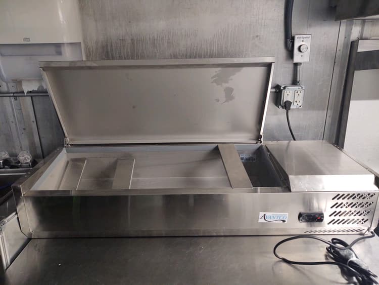 Prep rail in a food truck open